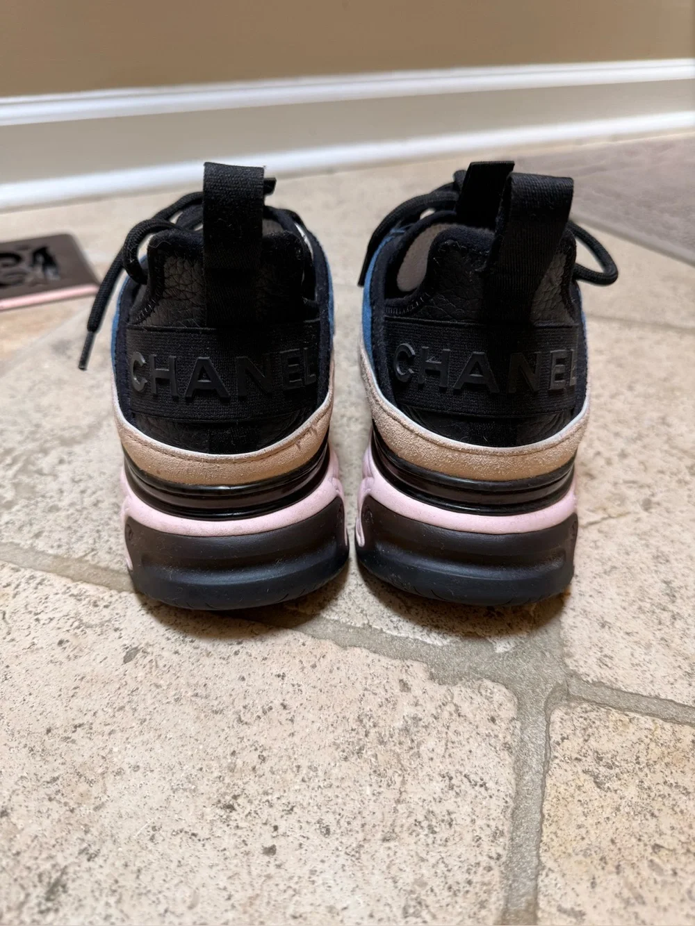 Chanel platform sneakers- blue, pink, beige. Size 39. 100% authentic.
